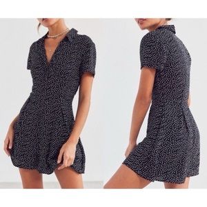 Urban Outfitters Bellina Button Down Geometric Print Romper